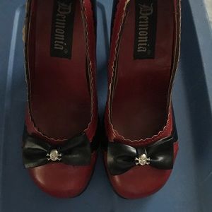 Demonia Mary Jane heels size 7- red & black